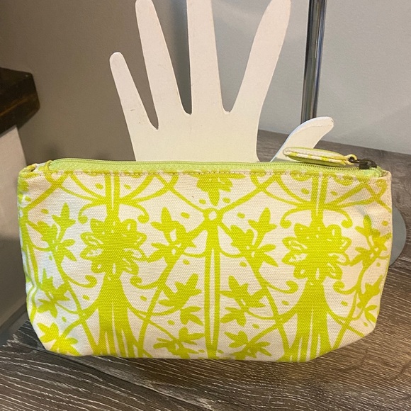 Liberty of London Lime Green White Floral Cosmetic Bag EUC 7.75x4.25x2.75 - Picture 2 of 6